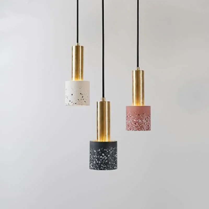 

Nordic Minimalist Modern Terrazzo Cement Pendant Lights Concrete Hanging Lamp Marble Light Bar Restaurant Bedside Porch Corridor