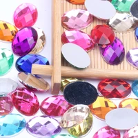 13x18mm 30pcs oval shape earth facets acrylic rhinestones flatback many colors glue on beads diy jewelry nails art supplies