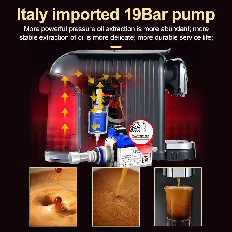 HiBREW ST 503D Эспрессо машина 19Bar система насоса Кофеварка 850 Вт кофемашины капсулы 220 50
