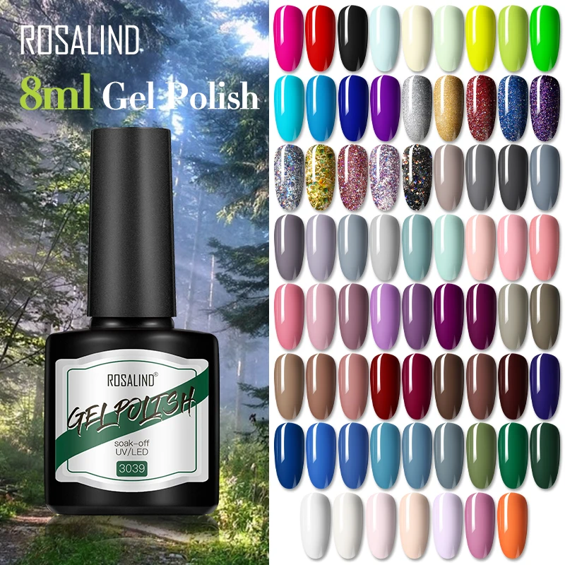 

ROSALIND Nail Gel 8ml Gel Nail Polish Gel Varnishes Hybrid Soak Off Semi Permanent Varnishes For Nails Base Top Coat Nail Art