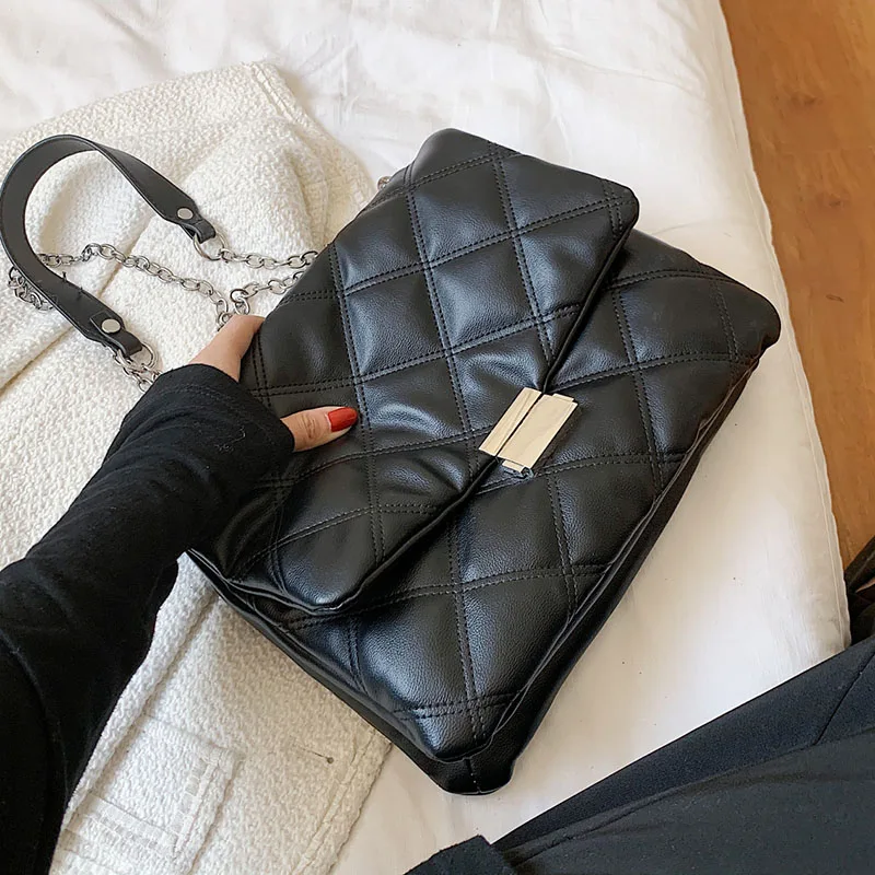 

Quilted PU Leather Small Crossbody Bags for Women 2021 Winter Fashion Chain Shoulder Purses Lady Luxury Designer Handbags Clutch