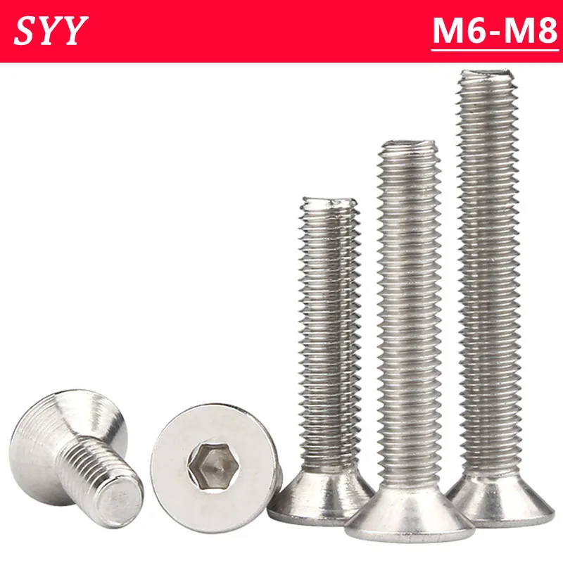 

M6 M8 304 Stainless Steel DIN7991 Allen Key Head Flat Hexagon Hex Socket Flat Head Countersunk Furniture Super Long Screws Bolts