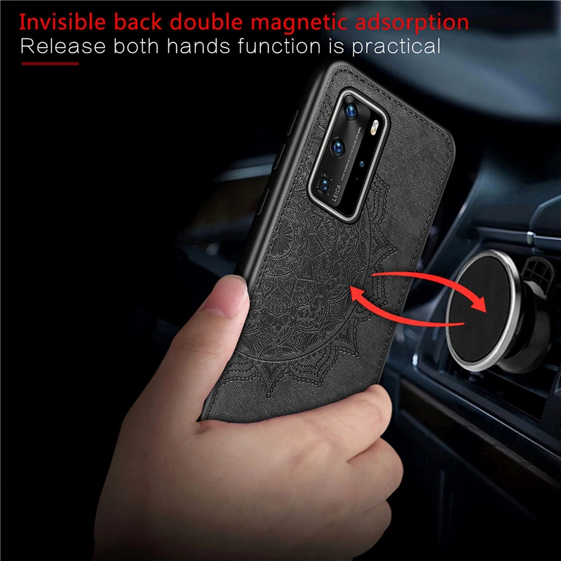 cotton fabric case for huawei p40 pro case cloth magnetic silicone phone case for huawei p40 pro cover huawei p40 pro p40pro 5g free global shipping
