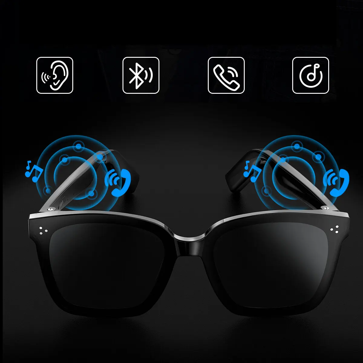 구매 스마트 안경 음악 플레이어 전화 음성 도우미 블루투스 5.0 지능 자외선 차단 선글라스