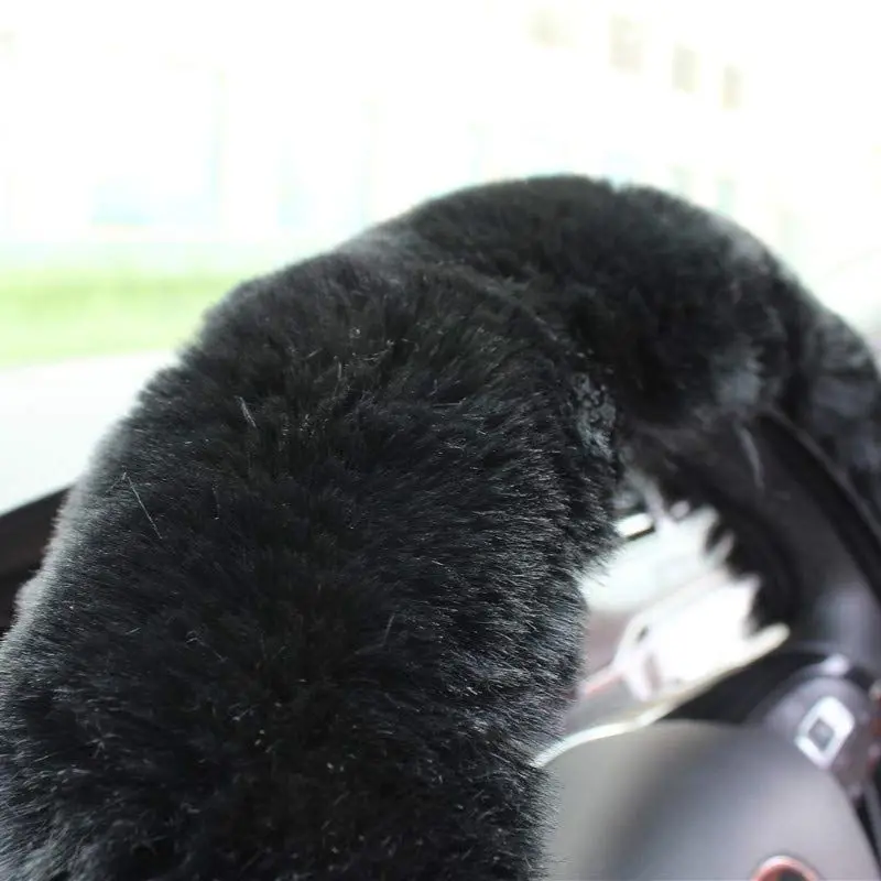 Универсальный Натуральная кожа Чехол рулевого колеса автомобиля зимние теплые