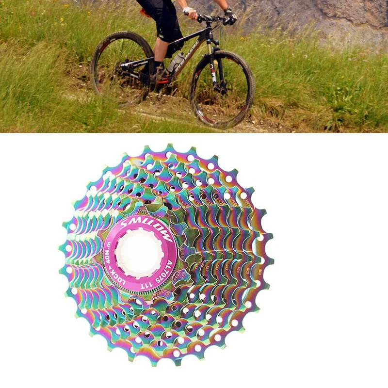 

SMLLOW Road Bike Cassette 11-28T 10Speed Ultra-Light Bicycle Flywheel Colorful for Road Bicycle MTB BMX