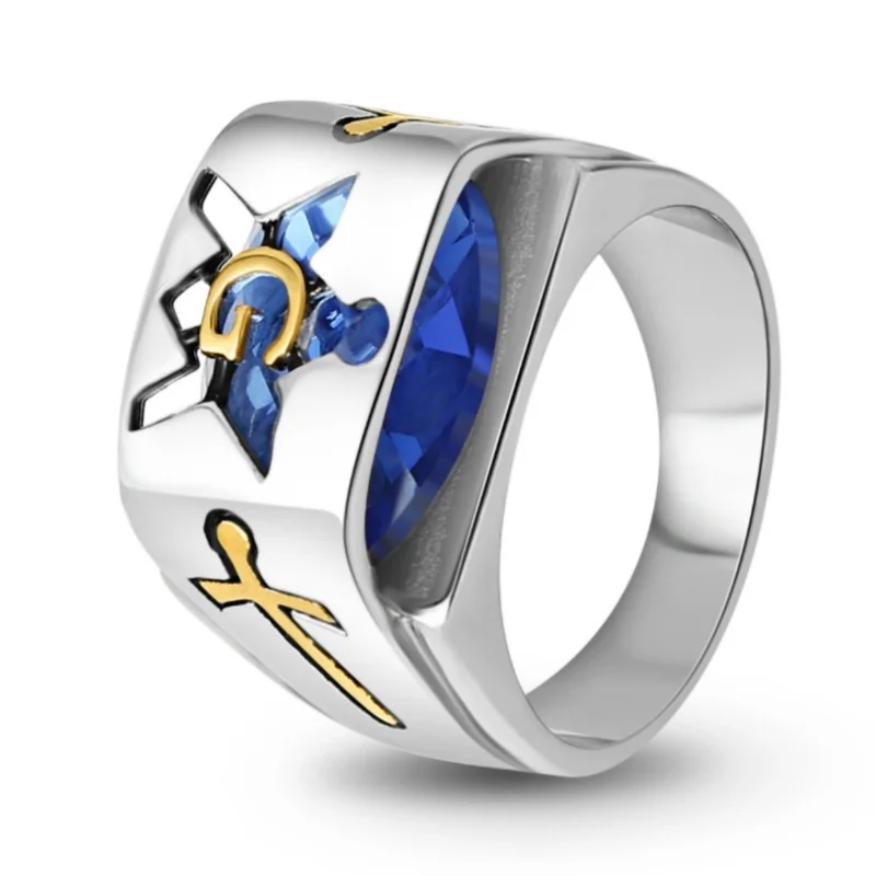 

Fashion Jewelry New Blue Color Zircon 316L Stainless Steel Woman&Men Wedding Party Ring Size 7-12