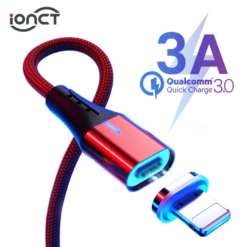 Магнитный зарядный кабель iONCT 3A для iPhone 6 7 8 X XR XS iPad mini провод шнур Быстрая зарядка