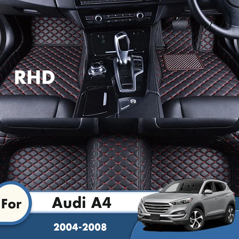 RHD-alfombrillas de cuero personalizadas para coche Audi A4, 2008, 2007, 2006, 2005, 2004
