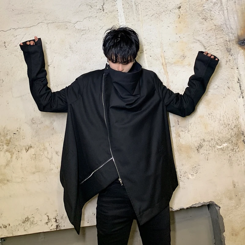 Мужская и женская панк Готическая неровная черная верхняя одежда пальто мужская