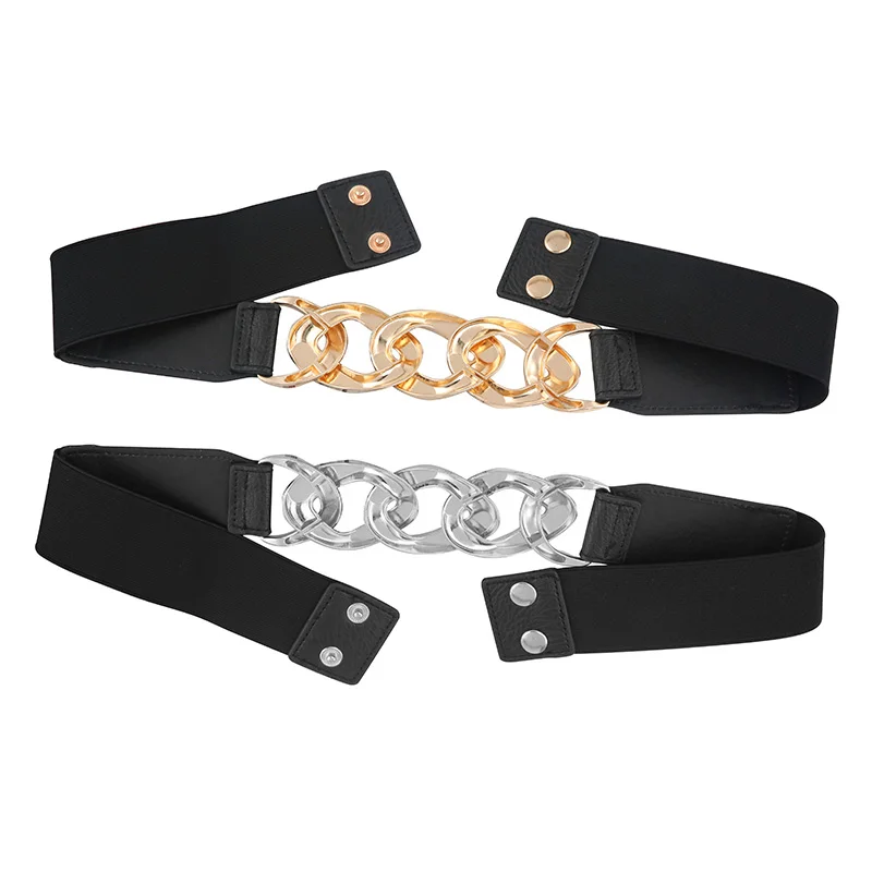 

Elastic Wide Women Waist Belt Gold Color Chain Ladies Dress Belt Fashion Coat Sweater Female Waistband