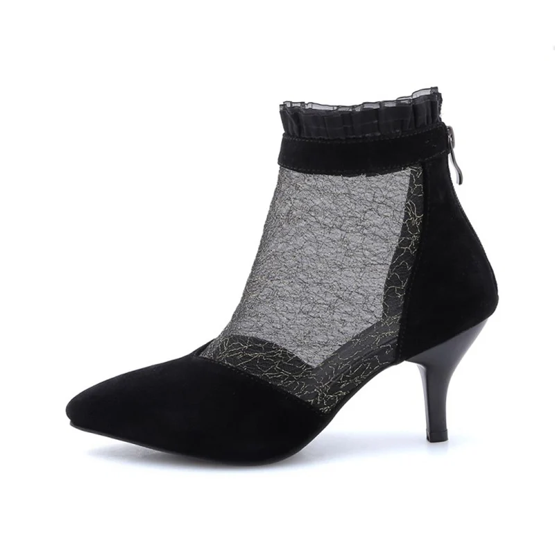 Ботильоны женские летние на молнии сзади с острым носком размер 32-43 | Обувь