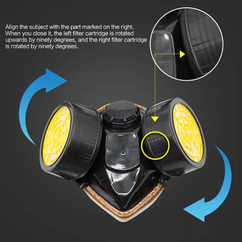 

Dual Pot Industrial Gas Mask Respirator Anti Dust Filtter Goggles For Spray Chemical