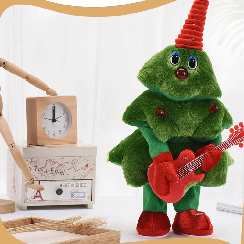 

For Gift Dancing Christmas Tree Toy With Simulation Guitar Soft Plush Doll Parent-children Interaction Toys Gift For Kid