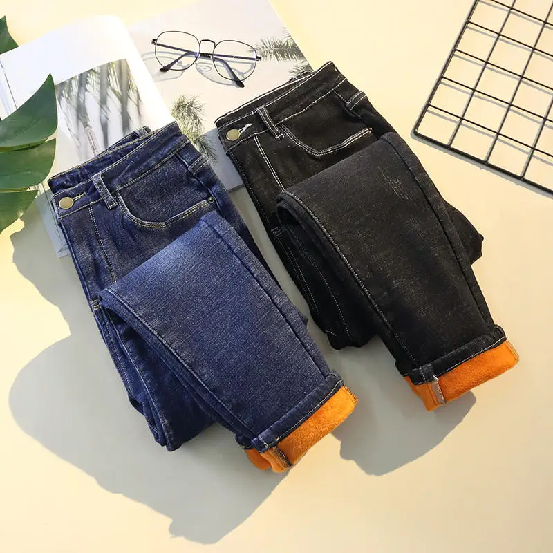 Винтажные джинсы с высокой талией женские джинсовые брюки карандаш эластичные