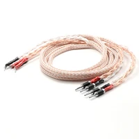 pair 24 core twist speaker cable occ copper audiophile speaker cable hifi banana to spade loudspeaker cable