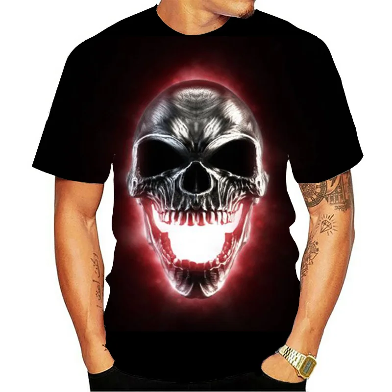 

Summer new vintage tshirt death skull 3D printing classic T-shirt casual retro Tshirt street fashion clothing top
