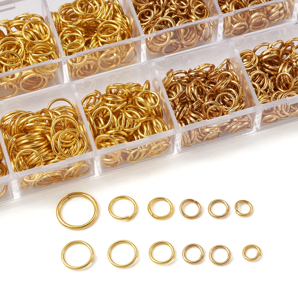 

1105pcs/Box 4 5 6 7 8 10mm Golden Jump Rings Iron Close but Unsoldered Split Rings Connectors For Diy Jewelry Findings Making