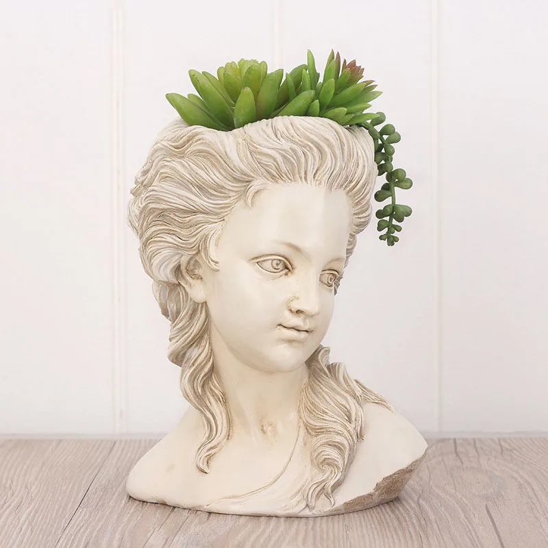 

Vintage,Statue,Resin Sculpture,Europe Home Decoration,Decorative Figurines Miniature,Living Room,Desk Decor,Creative Flower Vase