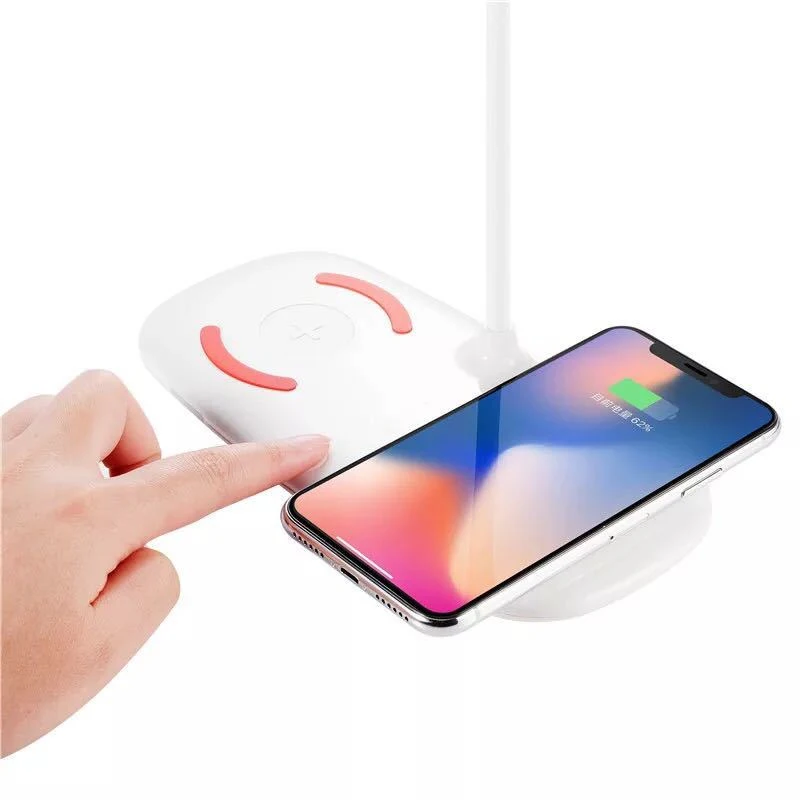 

White Wireless Charging Led Desk Lamp 10w Eye Protect Reading Light Table Lamp Book Light Touch Table Lamp 360 Degree Rotation