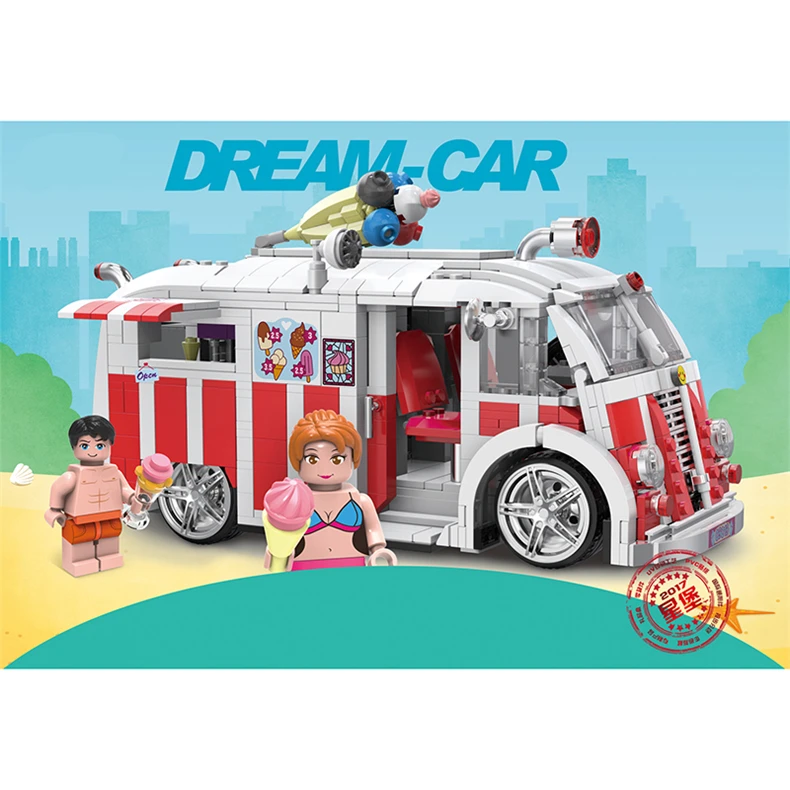 Xingbao 08004 1000 шт. мороженого маленькая коляска блок Volkswagen T1 туристического