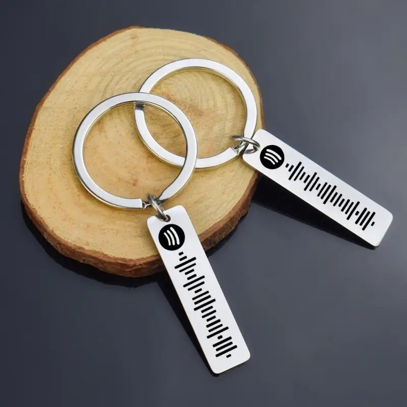 

Personalized Laser Engrave Music Spotify Code Custom Stainless Steel Lettering Keyring Men Women Spotify Code Customize Jewelry