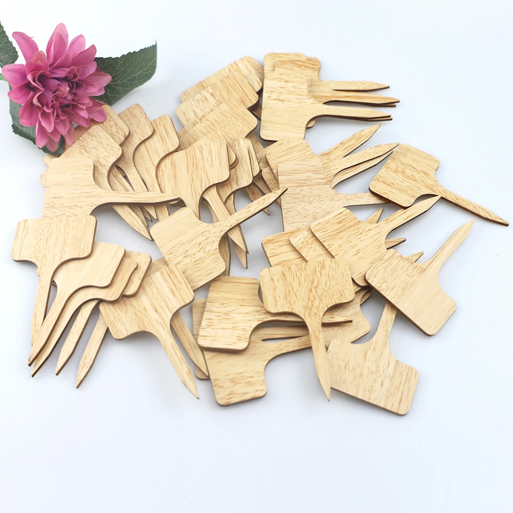 

50pcs Wooden T-Shape Plant Labels Garden Seedlings Sign Tags Marker Sticks for Succulent Herbs Flowers Tray Seed Potted