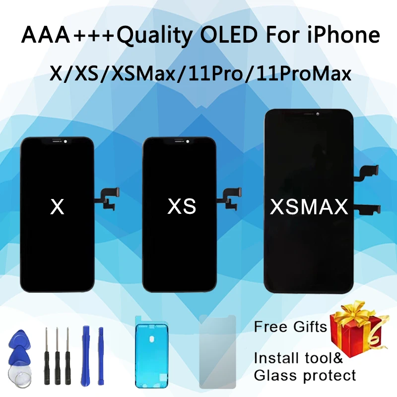 

OLED-экран для iPhone X XS XR XS Max 11 Pro, запасной компонент, дигитайзер сенсорного экрана, прекрасный ремонт, AAA +++