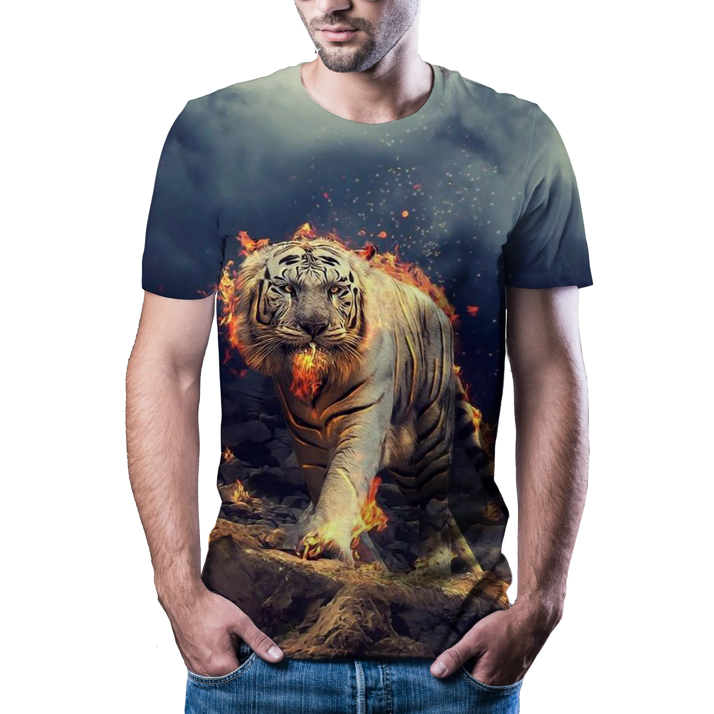 

2020 new men's tiger T-shirt print summer animal nature T-shirt brand T-shirt large size fashion short sleeve shirtXXS 6XL