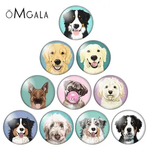 Симпатичные собаки, Мультяшные собаки, 10 шт., смешанные, 12 мм18 мм20 мм25 мм, круглые, фото, Стеклянные Кабошоны, демонстрация, плоская задняя часть