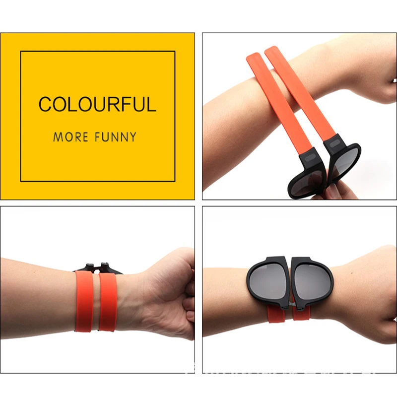 

IENJOY Polarized Sunglasses Slappable Bracelet Men Folding Sun Glasses For Women Wristband Sunglasses Outdoor Driving Sports