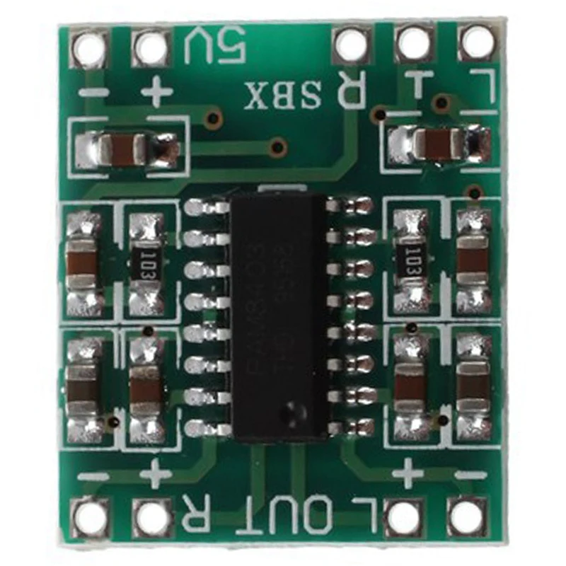 100PCS PAM8403 Super Mini Digital Amplifier Board 2 x 3W Class D Efficient 2.5 to 5V USB Power Supply |