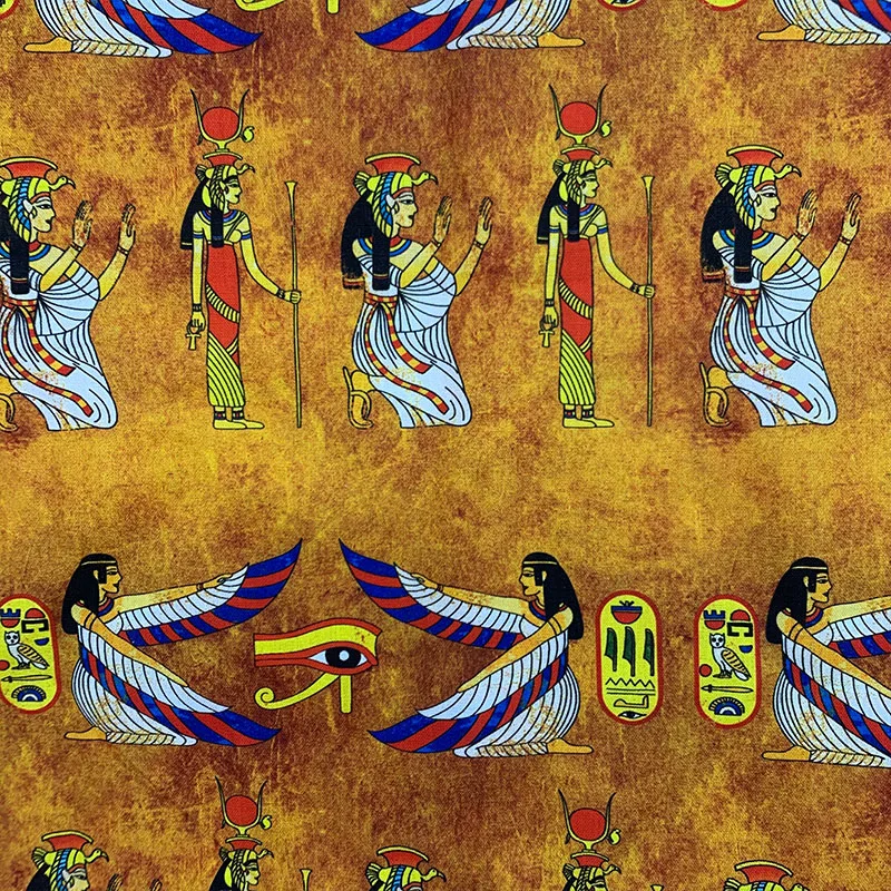 

Beautiful 100%Cotton Fabric Yellow Queen of Egypt Pattern Fabric Digital Print Sewing Material DIY Home Patchwork Dress Clothing