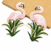 iron on animal patches for clothing stripes flamingo badges sticker on clothes for kids embroidered patches for garment applique