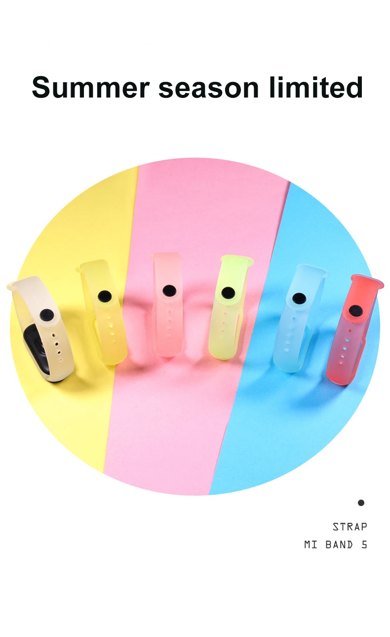 Сменный ремешок для Mi Band 3 4 5 Xiaomi Прозрачный Универсальный браслет цветной