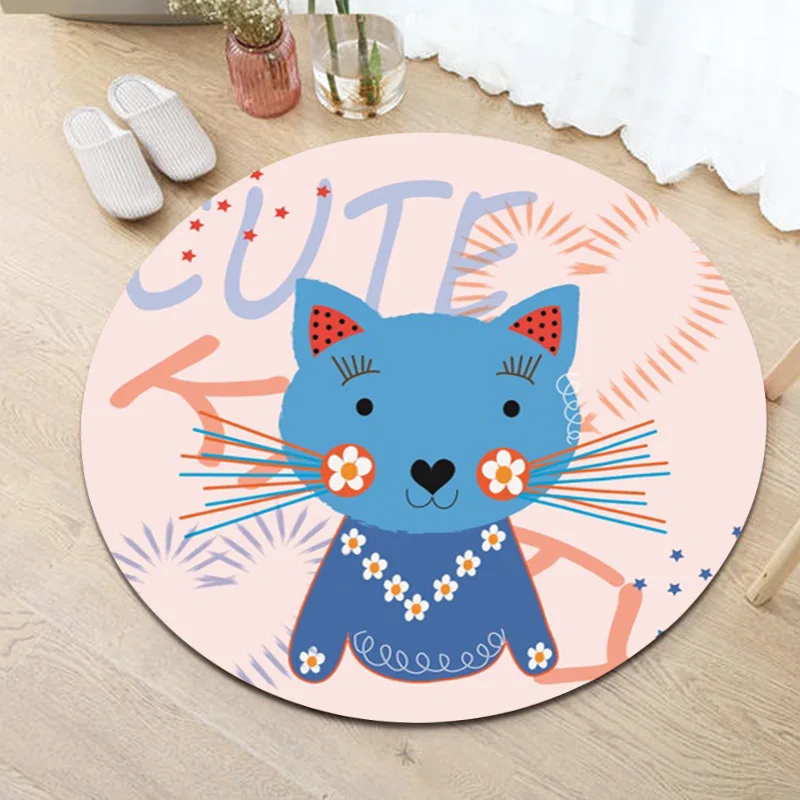 Новое поступление круглый коврик с мультяшным котом и животными Tapete для гостиной