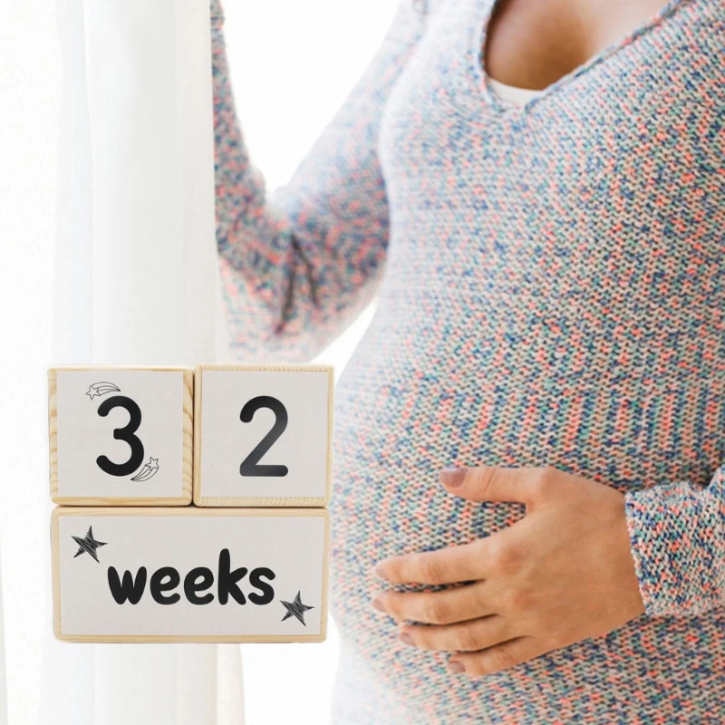 

Milestone Solid Wood Age Blocks Baby Age Photo Blocks Keepsake Educational Toy