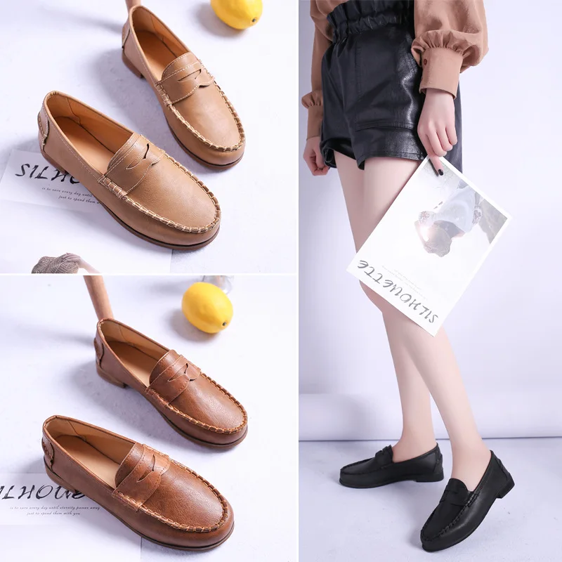 

2020 Large Size 35-43 Four Seasons New Female Low-heeled Shoes Comfortable Fashion Retro Wild Classic Casual Pumps B25-01