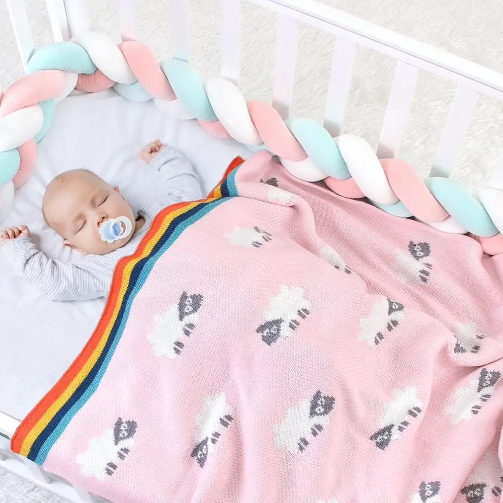 

Baby Blanket For Boy Girl Cute Sheep Newborn Stroller Bed Sleeping Covers Rainbow Stripe Toddler Infant Bedding Quilt Super Soft