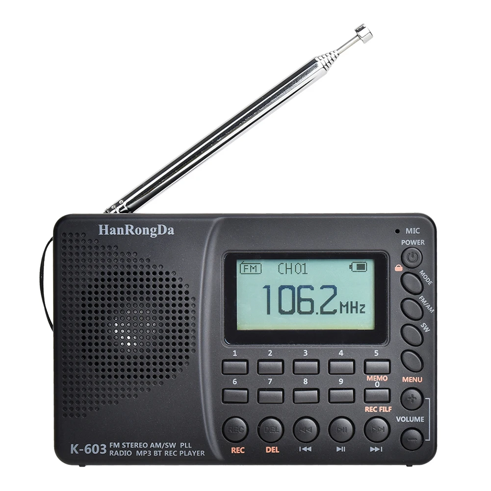

Мультидиапазонное цифровое радио K603 FM/SW/AM, стерео mp3-колонка, портативный ЖК-дисплей, Bluetooth-совместимое фотографическое радио