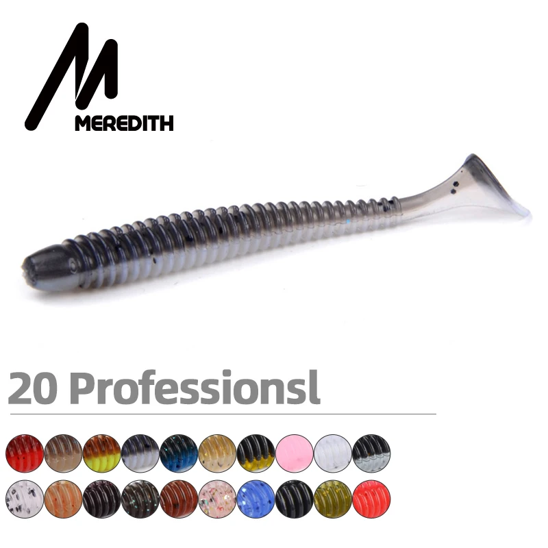 MEREDITH Swing Impact T tail Силиконовые мягкие приманки 55 мм 65 75 Спиральные Червячные