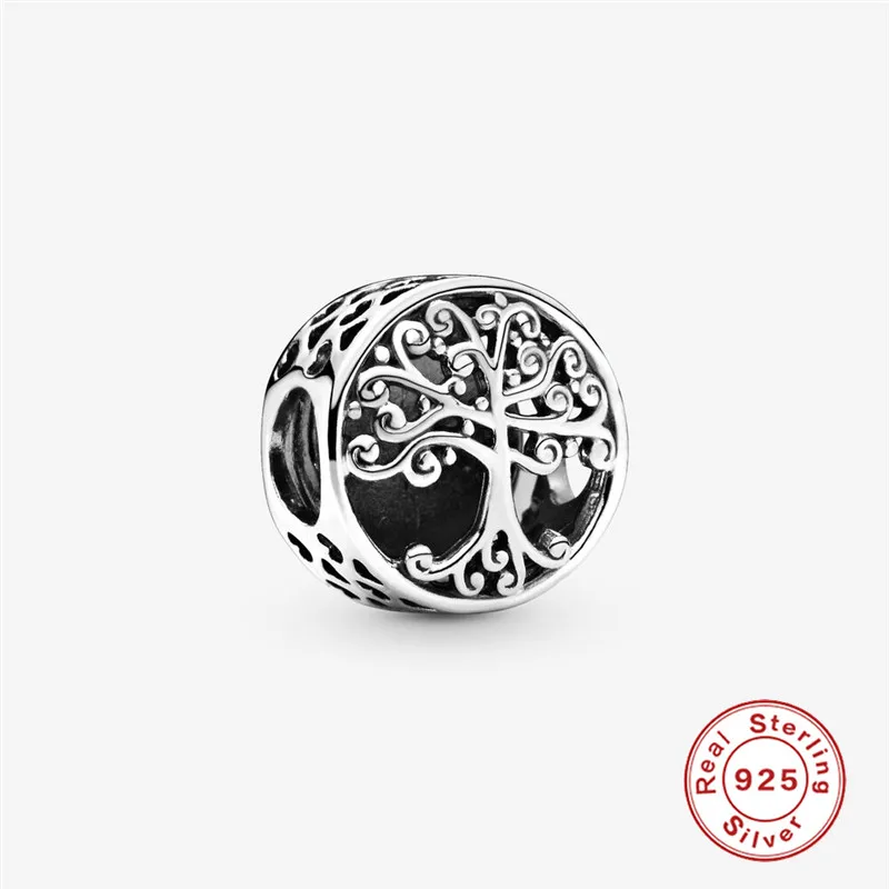 100 925 Silver Round Shape Family Tree of Life Beads Charm fit Pandora Bracelets DIY Valentine Gifts Jewelry Accessories Making