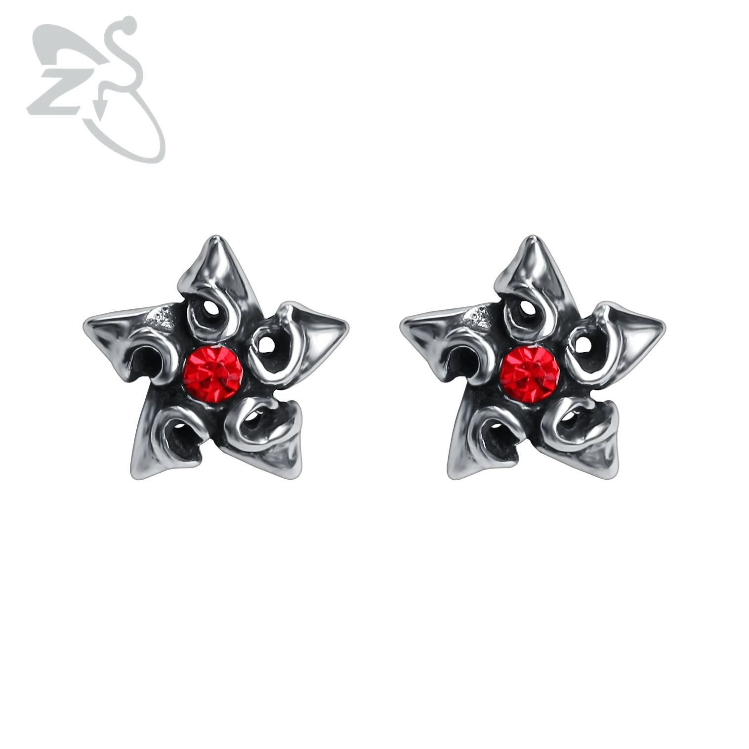 

ZS Stainless Steel Star Earrings for Women Men Cubic Zirconia Stud Earrings Punk Rock Conch Helix Piercing Earring Jewelry