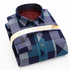 Рубашка AOLIWEN мужская с длинным рукавом, Повседневная теплая фланелевая блуза в клетку, бархатная толстая, с карманами, большие размеры 6XL 7XL, зима