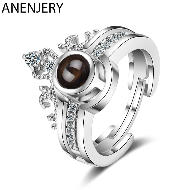 Женский набор колец с серебряной короной ANENJERY 925 пробы Подарочные S R478|Кольца| |