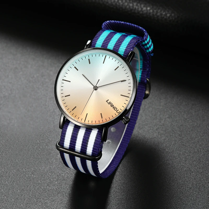 Мужские водонепроницаемые кварцевые часы с ремешком из нетканого