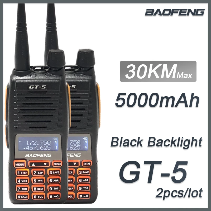 BAOFENG GT-5 2pcs 10W 2Way Amateur Radio Handheld Transceiver Long Range UHF&VHF Dual Band Walkie Talkie Ham Radios UV82 Update