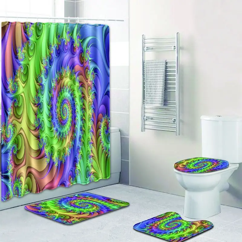 

Zeegle Printed Bathroom Mat Set Soft Foot Mat for Bathroom Decoration Waterproof Shower Curtain with Hooks Bathroom Accessories