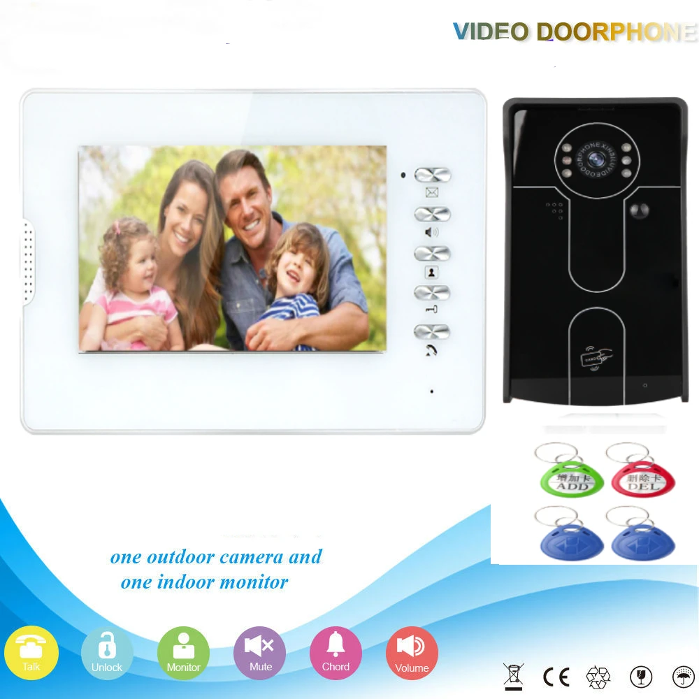 Система видеодомофон для входной двери проводной дверной звонок