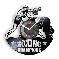 boxing punch gloves vinyl record wall clock boxer champions inspired for home gym decor wall art vinyl album disk crafts clock